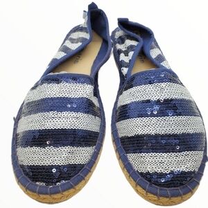 Tamaris sequin espadrilles blue & white